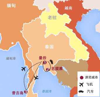 泰国曼谷、芭提雅、普吉岛8天7晚经典海滨之旅