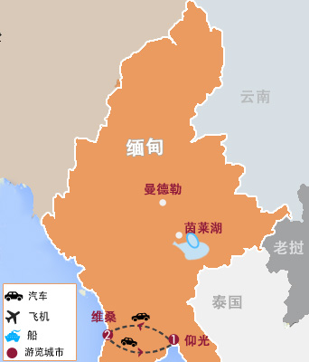 仰光、维桑5天4晚行程